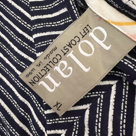 Anthropologie Brand Dolan Striped Flutter Sleeve Navy Striped Top Size XL - Picture 8 of 8